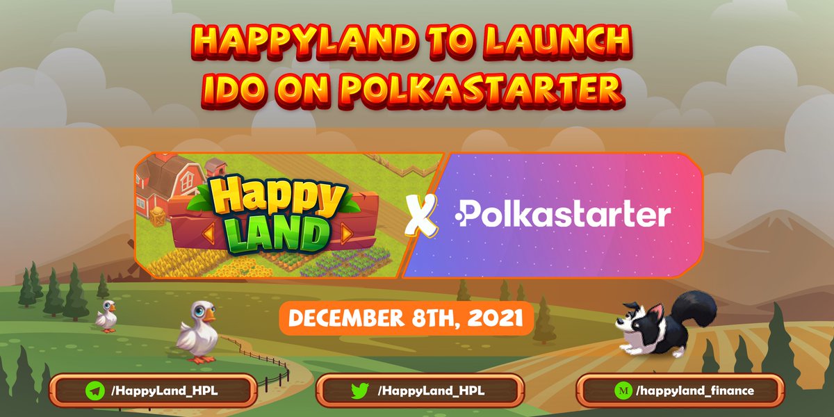 HappyLand (@happyland_hpl) on Twitter photo We are very happy to announce that HappyLand IDO on <a href="/polkastarter/">Polkastarter</a> will take place on 8th December, 2021.
More details here medium.com/@happyland_fin…
HappyLand project page is live on Polkastarter polkastarter.com/projects/happy…
$HPL #IDO We are very happy to announce that HappyLand IDO on <a href="/polkastarter/">Polkastarter</a> will take place on 8th December, 2021.
More details here medium.com/@happyland_fin…
HappyLand project page is live on Polkastarter polkastarter.com/projects/happy…
$HPL #IDO