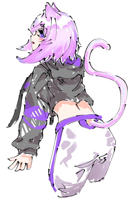 #絵かゆ 
尻尾の付け根が好きってだけの絵 