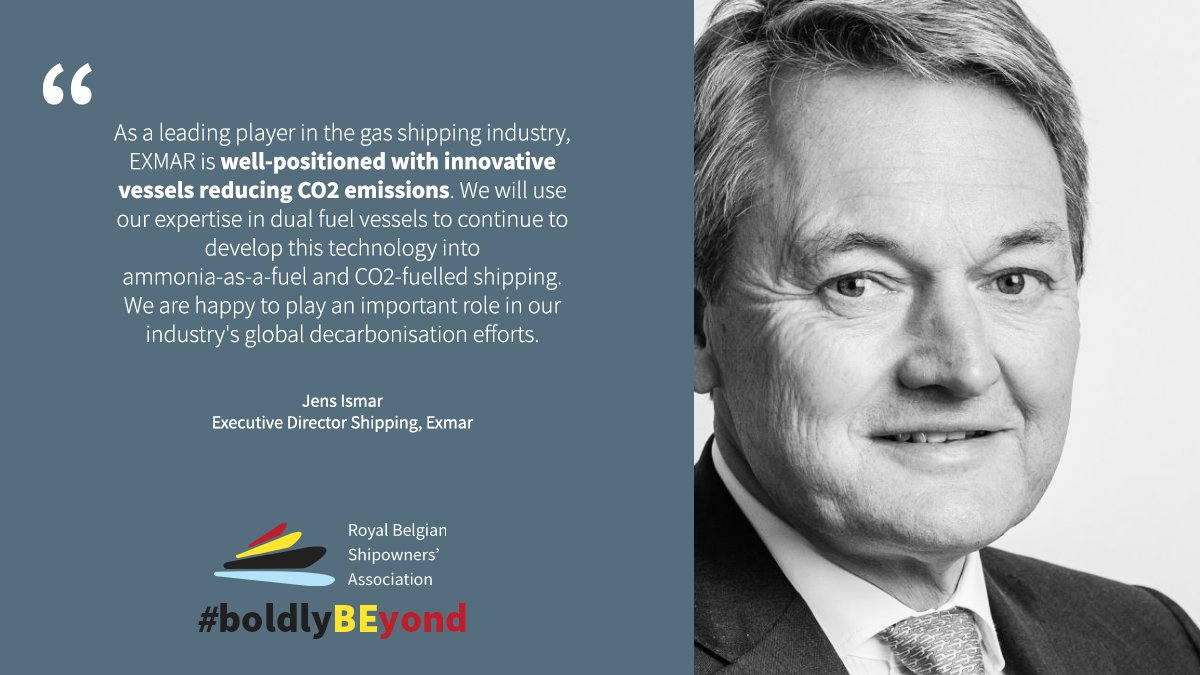Jens Ismar, Executive Director Shipping, <a href="/Exmargroup/">Exmar</a>  : "We are happy to play an important role in our industry’s global decarbonisation efforts."
READ MORE: kbrv.be/belgian-shippi… 

#boldlyBEyond #COP26 #MEPC77 <a href="/IMOHQ/">International Maritime Organization</a> <a href="/shippingics/">International Chamber of Shipping (ICS)</a>