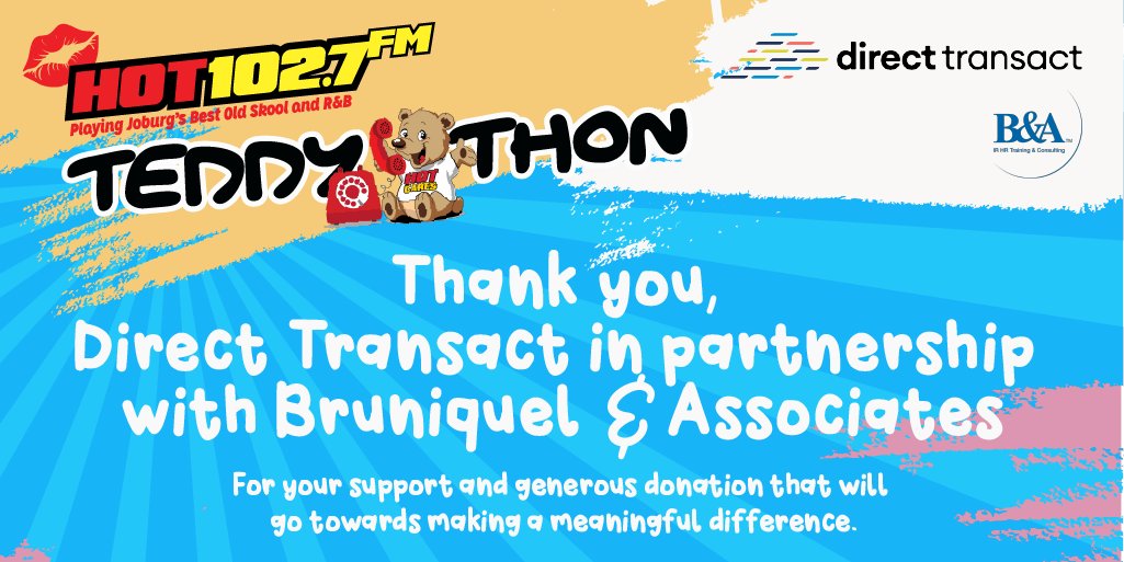 Hot1027FM's tweet photo. Thank you to Direct Transact in partnership with Bruniquel &amp; Associates for their generous donation of 5 bursaries to the value of R200 000 to the HOT102.7FM #teddython #teddython2021#hotcares#hot1027fm#donation#makeadiference#directtransact#briniquelansassociates#pendualgroup https://t.co/SyDwjV8fVc