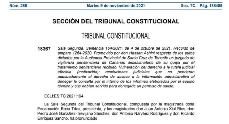 ‼️ Importantísima sentencia del TC que ampara el derecho de lxs presxs a acceder a la información que tramitan los equipos de las cárceles sobre su situación penitenciaria, y a la vez censura la posibilidad de entregarles esa información con resoluciones estereotipadas
