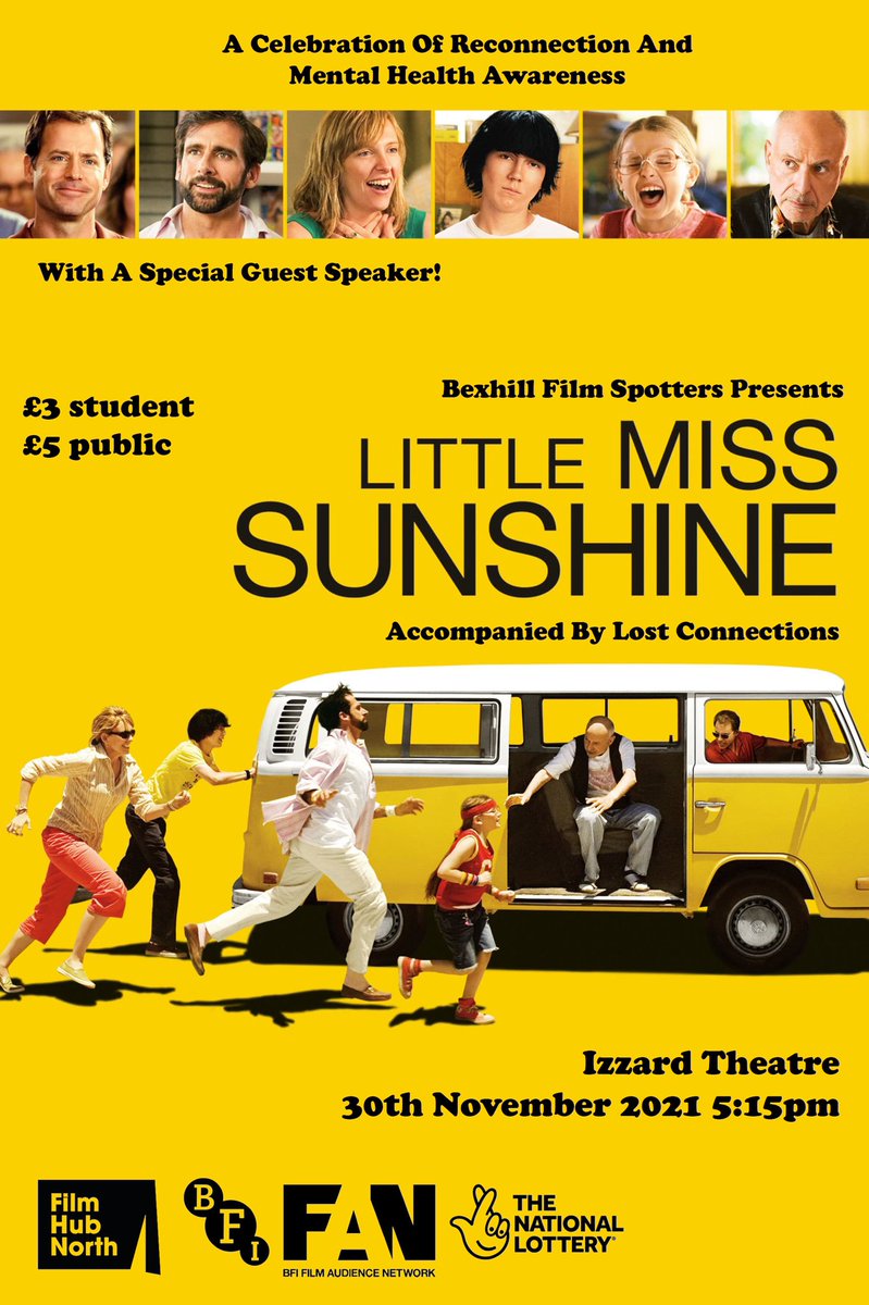 BFilmspotters's tweet photo. Little Miss Sunshine Screening Coming To The Izzard Theatre This November 30th 

This project is supported by Film Hub North with National Lottery funding on behalf of the BFI Film Audience Network. https://t.co/rkbS1Dm5Vp