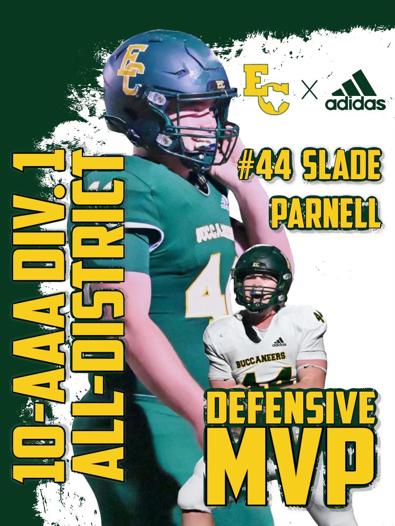 Congratulations to Slade Parnell, out of East Chambers High School, for earning the Most Valuable Defensive Player of the District for 2021.

(This graphic was created by <a href="/mrs_coachpalmer/">𝙴𝚛𝚒𝚗∙𝙿𝚊𝚕𝚖𝚎𝚛</a> using photos from Hannah Kash. Thank you both for working so hard for all of our athletes.)