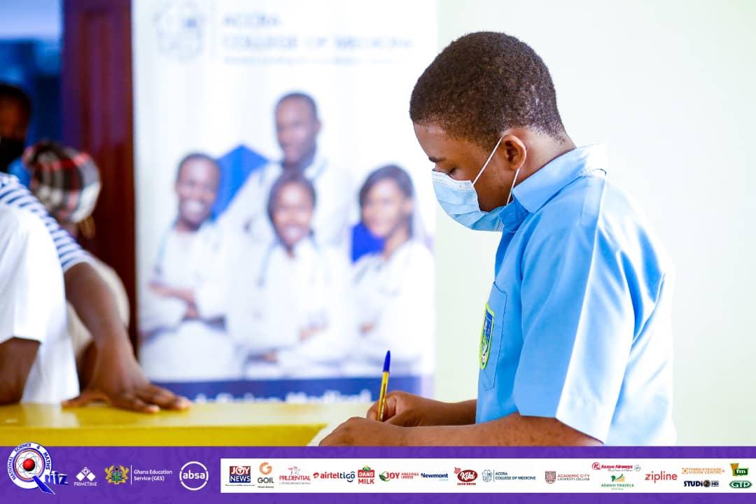 NSMQGhana's tweet photo. Earlier today, @acmedicine conducted interviews with the 9 #NSMQ2021 Semifinalists to select the recipient of the full tuition scholarship at Ghana's leading private medical school.

#NSMQinKumasi https://t.co/yvuQAtKShh