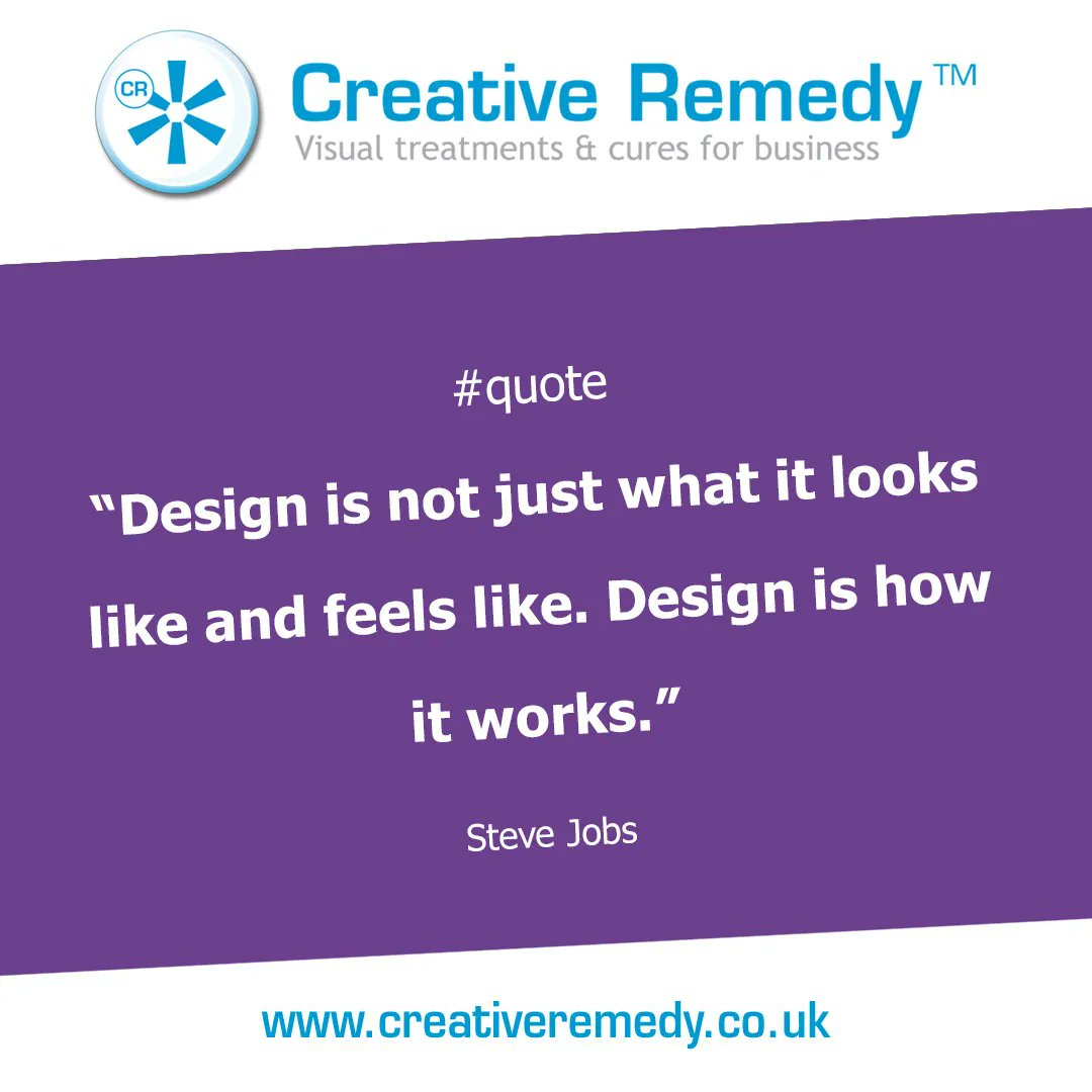 Creativeremedy's tweet photo. Quote: “Design is not just what it looks like and feels like. Design is how it works.” Steve Jobs
#GraphicDesign #DesignerPeterborough #GraphicDesignPeterborough https://t.co/XD0bEAn5kO
