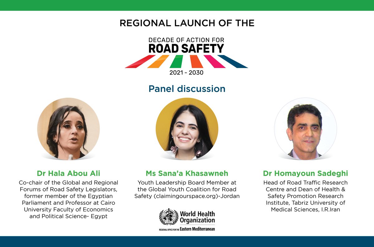 WHO Regional Office for the Eastern Mediterranean (@whoemro) on Twitter photo The launch of the <a href="/WHOEMRO/">WHO Regional Office for the Eastern Mediterranean</a> #RoadSafety Action Plan 2021 – 2030 is an inclusive opportunity for everyone to take part: policy makers, international agencies, academics, researchers, and youth
Join us: bit.ly/3x9Aj5l
🗓️25 Nov
🕚11:00 Cairo Timing
#HealthForAll_ByAll The launch of the <a href="/WHOEMRO/">WHO Regional Office for the Eastern Mediterranean</a> #RoadSafety Action Plan 2021 – 2030 is an inclusive opportunity for everyone to take part: policy makers, international agencies, academics, researchers, and youth
Join us: bit.ly/3x9Aj5l
🗓️25 Nov
🕚11:00 Cairo Timing
#HealthForAll_ByAll