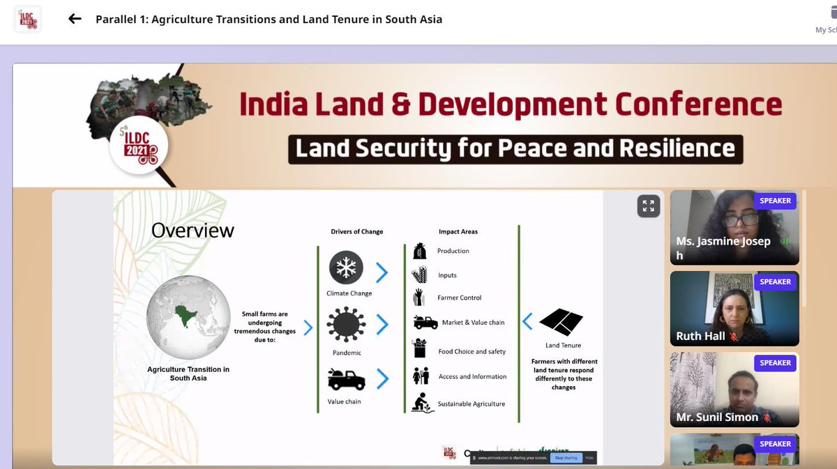 In the #Southeast Asian region the impact of #climatechange, value chain and the pandemic has been substantive which has determined the land tenure aspects- Ms. Jasmine Joseph, SAFBIN
#ILDC2021 #landtenuresecurity #southeastasia