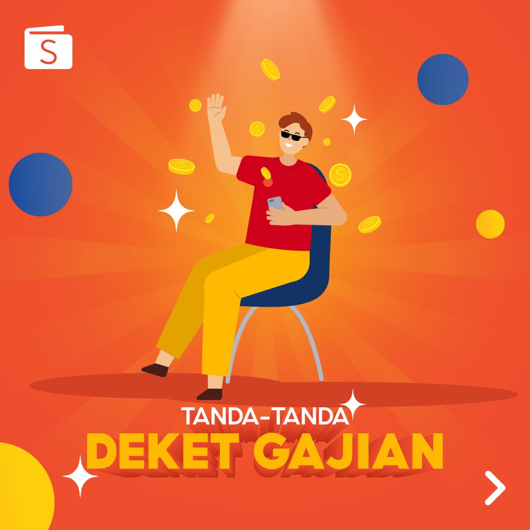 ShopeePay_ID's tweet photo. Sobat ShopeePay, dikit lagi #ShopeeMantulSale datang! Tandanya, gajian juga udah mau datang nih! ๐
Mana nih tanda-tanda gajian yang sering kamu alamin? Tulis di kolom komentar ya! ๐คช
#ShopeeSMS #ShopeePay #ShopeeID https://t.co/2UyHeSi7VQ