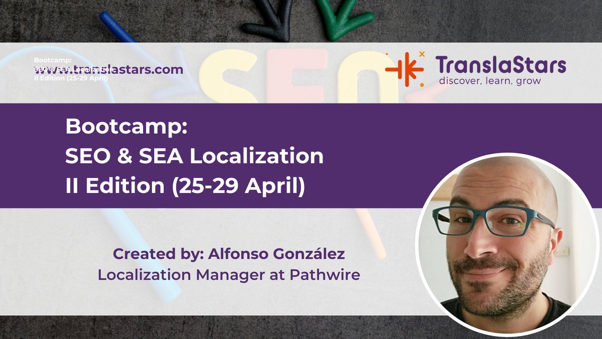 TranslaStars's tweet photo. SEO &amp; SEA Localization Bootcamp
Limited seats!!
Don't miss the opportunity to attend the bootcamp live.

Here 👉 https://t.co/TQKpzq5z83

#translations #translation #localization #translatoratwork #freelancetranslator #translator #marketing #work #courses #SEO https://t.co/GBt86AdVKs