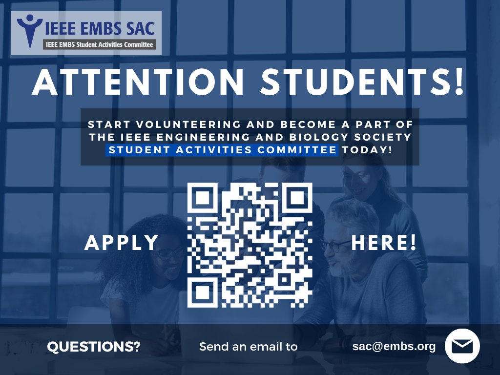 IEEEembs's tweet photo. 📢 Start #volunteering and become a part of the IEEE Engineering in Medicine and Biology Society Student Activities Committee. Volunteer today!
👉 https://t.co/WqSZVjwwZp
#embssac #embsstudents #embsvolunteer #embsfamily #embsopportunity #IEEESAC https://t.co/OVvOHTV7CV