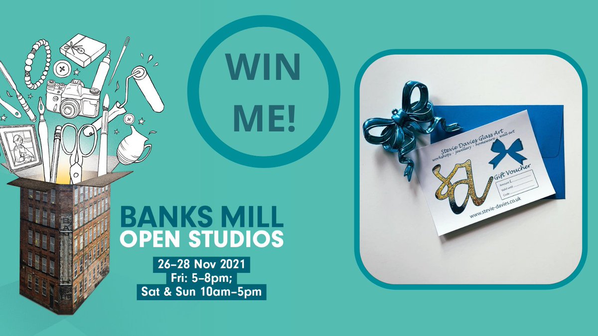 Fancy winning a <a href="/StevieDGlass/">Stevie Davies</a> gift voucher to give you a little sparkle? Use to purchase handmade glass jewellery, book a workshop, pick up a kit, or other work direct from Stevie Davies. Browse online for what you can spend it on! To enter visit our #openstudios this weekend