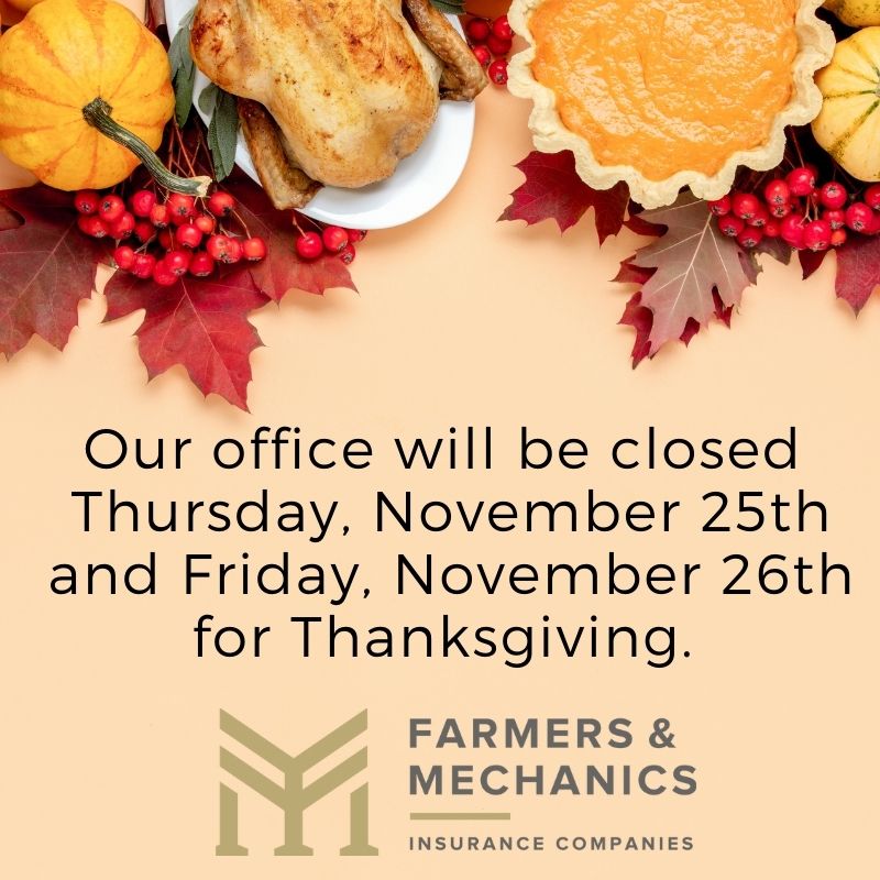 Our offices will be closed Thursday, November 25th and Friday, November 26th for the Thanksgiving holiday.