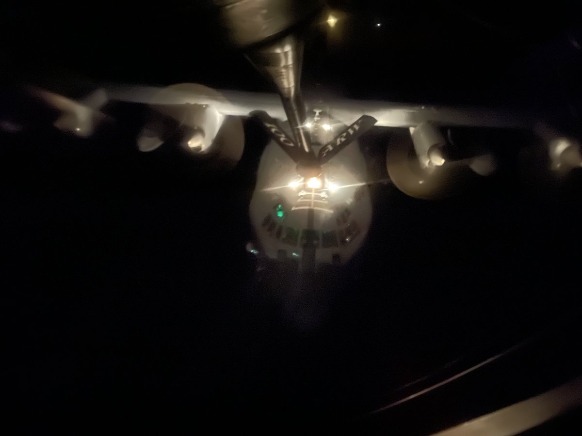 A #100ARW KC-135 Stratotanker aircraft refuels a @352SOW MC-130J Commando II aircraft over the North Sea during a night aerial refueling mission on Nov. 2, 2021.💪✈️🌍 #readiness #agile #exercise
