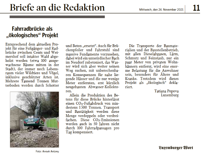 luxembourgize's tweet photo. @GunstickULM @MCKitkat182 @tram_luxembourg @P_Goldschmidt @CityLuxembourg Tatiana's letter to the editor about the CO2e footprint of the planned #NeudorfDirectBridge is a masterpiece of fallacious arguing.
Did you know: just producing 43 Land Rover Discovery* = same CO2e than that of concrete required for that new bridge!
*) https://t.co/AC3yZPm3Qr https://t.co/hkzuXJIm1W