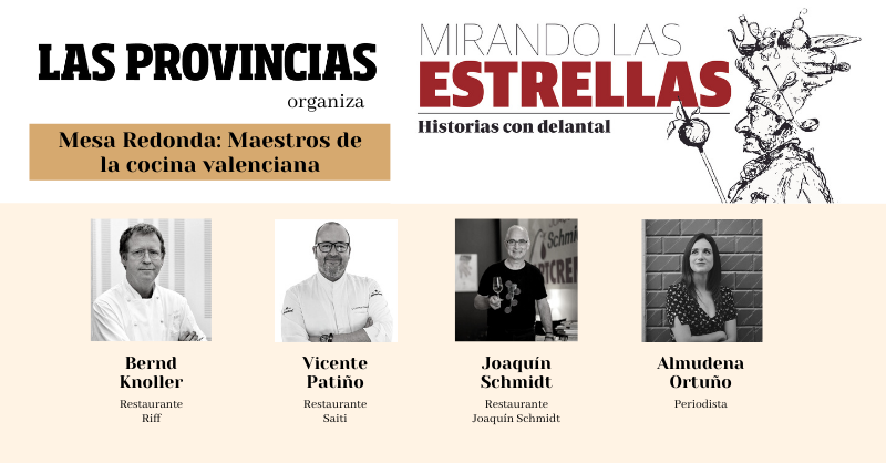 🧑‍🍳 La segunda mesa redonda de la 2º jornada de #MirandoLasEstrellas será entre Maestros de la cocina valenciana: 

👉 Bernd Knoller (<a href="/RestauranteRiFF/">Bernd H. Knöller</a>), Vicente Patiño (<a href="/vicentecuiner/">Vicente Patiño</a>) y Joaquín Schmidt, moderada por Almudena Ortuño (<a href="/OrtunoAlmudena/">Almudena Ortuño</a>).

🗓 Lunes 29 a las 17:10