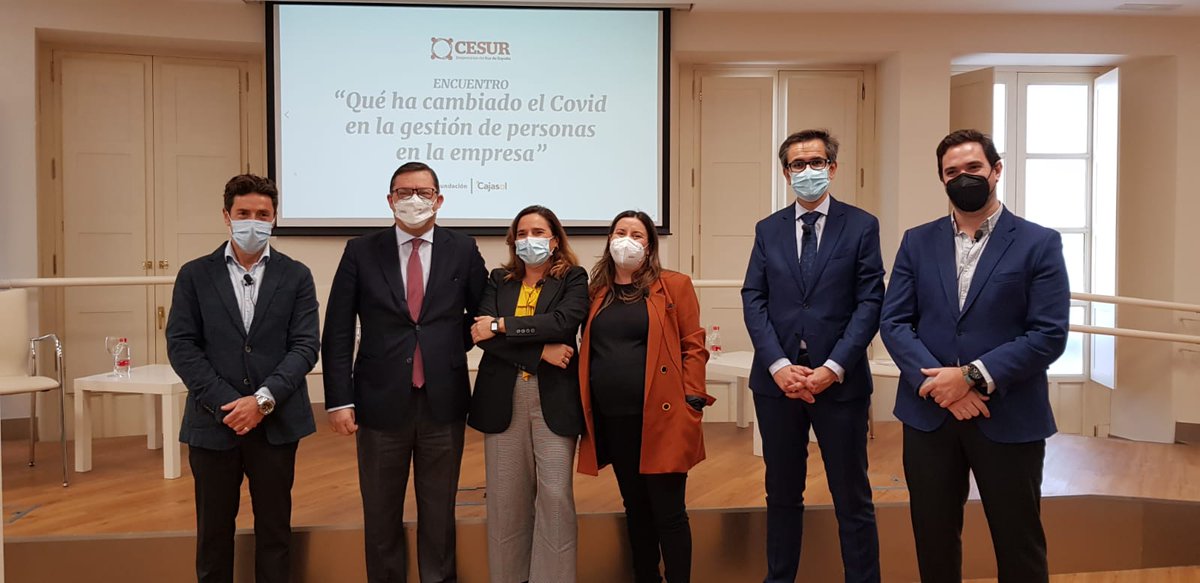 🔺“Qué ha cambiado el Covid en la gestión de personas en la empresa”
Hoy a debate con <a href="/CE4reputation/">Corporate Excellence</a> <a href="/GSA_Ambientales/">GSA Servicios Ambientales 🌱</a> #Elmya S.A <a href="/XimenezGroup/">Ximenez Group 💡</a> <a href="/GevoraConstSA/">GevoraConstSA</a> <a href="/CorpJimenezMana/">Corporación Jiménez Maña</a> <a href="/fernandry/">Fernando Seco</a> 
#CesurEdelSur 
#ActividadesCESUR 
#CesurEmpresarios