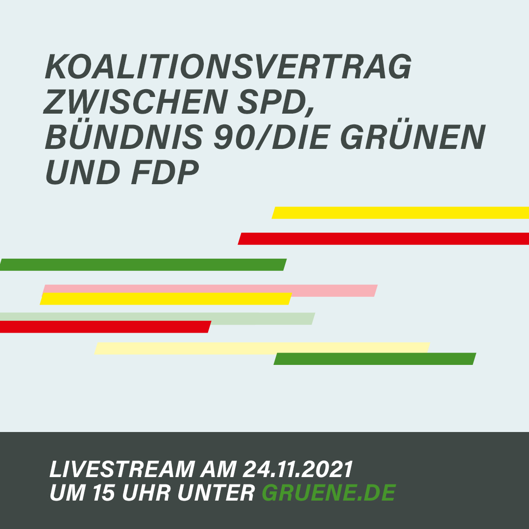 Die_Gruenen's tweet photo. 🔴🟢🟡 Heute ist es soweit: Nach rund dreiwöchigen Verhandlungen haben wir uns mit @spdde und @fdp auf einen #Koalitionsvertrag verständigt, der die Grundlage für eine gemeinsame Regierung bilden wird. Seid bei der Vorstellung dabei – um 15:00 Uhr live auf https://t.co/QFods0nY3d https://t.co/Oy3Qv45piV
