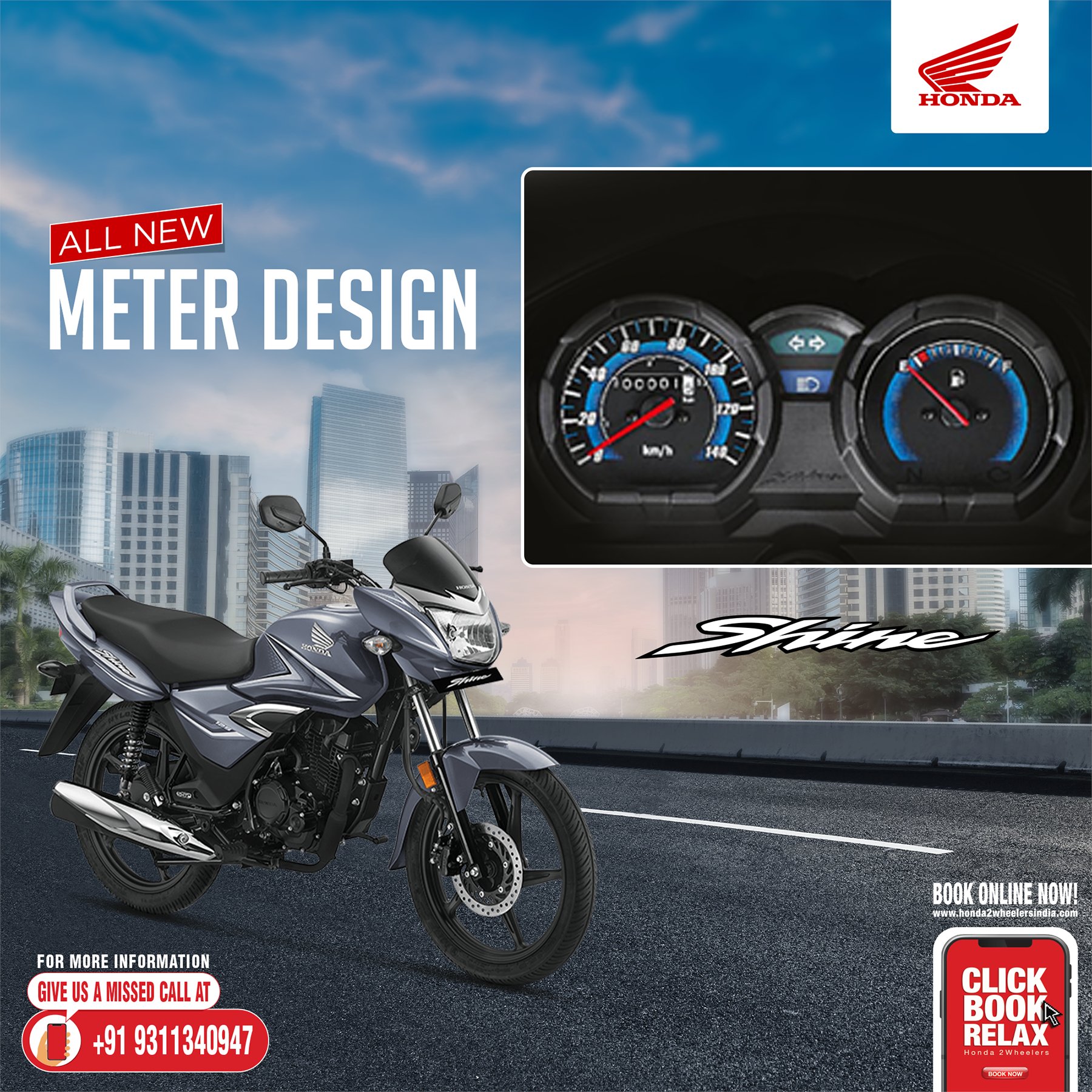 Honda on sale shine metre