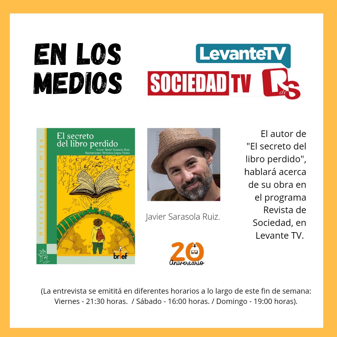 EditorialBrief's tweet photo. EN LOS MEDIOS - Los medios recomiendan para estas fiestas "El secreto del libro perdido", de Javier Sarasola.

Si todavía no lo conocéis, podéis saber más sobre este libro en la entrevista de @Levante_TV

#crecemoscontigo #elsecretodellibroperdido #libro https://t.co/MlQWKI5WMh
