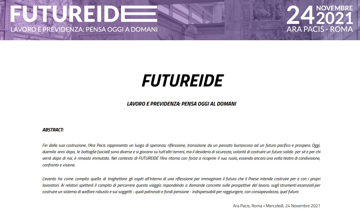 INPS_it's tweet photo. Live il Presidente #Inps @PTridico a "#FUTUREIDE - #Lavoro e #Previdenza: Pensa oggi al domani"
▶️https://t.co/Au3YCHi0Os
#InpsComunica #Welfare https://t.co/Kar7KL46hS