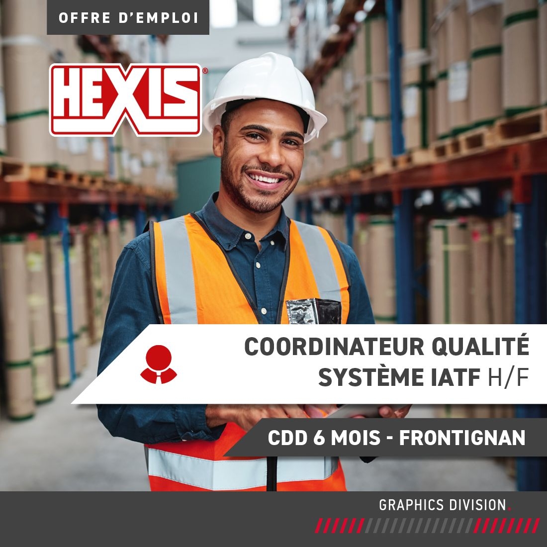 [ OFFRE D'EMPLOIS] 💼 Coordinateur Qualité Système à Frontignan📍- <a href="/hexisgraphics/">HEXIS Graphics</a>
Vous assurez la mise en œuvre et le suivi du Système de management qualité automobile aux référentiels IATF 16949.
 𝐏𝐎𝐒𝐓𝐔𝐋𝐄𝐑 : bit.ly/3nURiFH