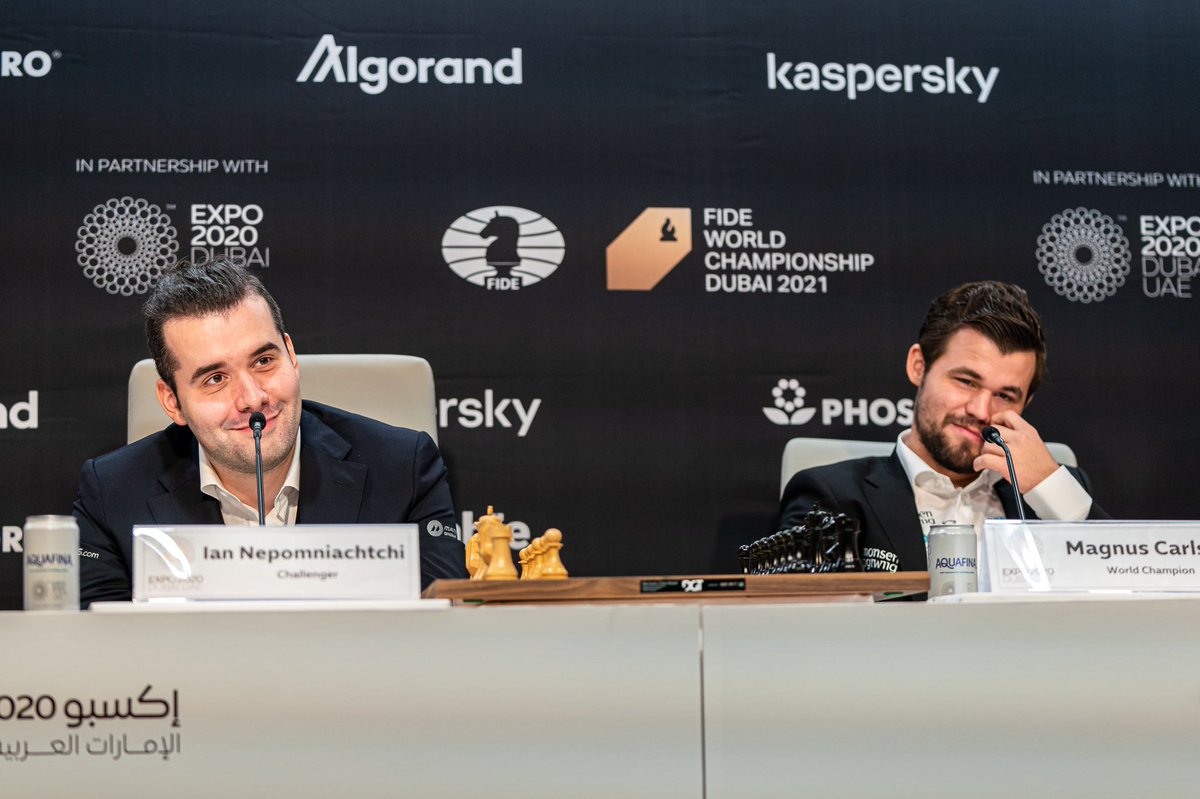 “Once you sit at the board, you have no friends.”, Ian Nepomniachtchi at the #FIDEmatch2021 about his friendship with Magnus Carlsen. 
📷: <a href="/IM_Rosen/">Eric Rosen</a>