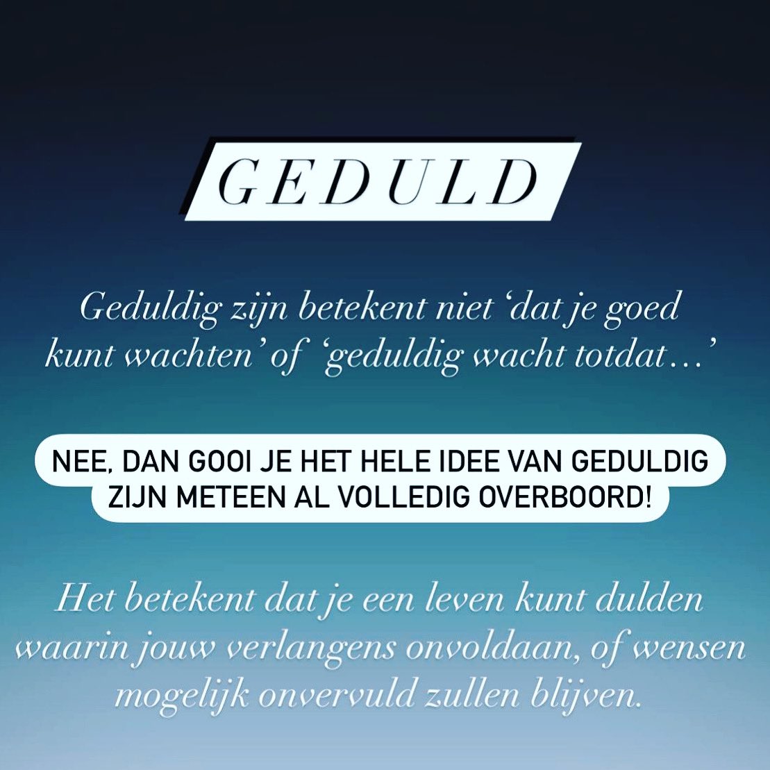 Source11Connect's tweet photo. “Het geduld van een mens wordt altijd op de proef gesteld.”

#geduld #leven #acceptatie https://t.co/0sNZ2Hog0r