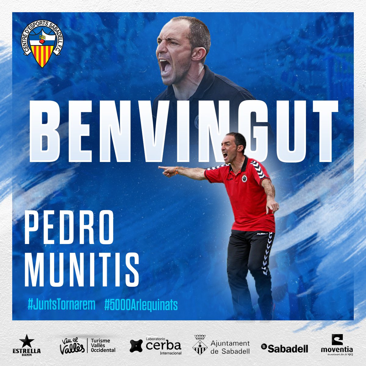 🚨 [OFICIAL] Pedro Munitis, nou entrenador del <a href="/CESabadell/">CE Sabadell 🧅</a> 

📝 Experiència a les banquetes del Racing de Santander, Ponferradina, UCAM Murcia i Badajoz
🆙 2 Play-Off d'ascens a Segona Divisió

💻 bit.ly/MunitisCES

💙 Benvingut, Pedro! 🤍

 #JuntsTornarem