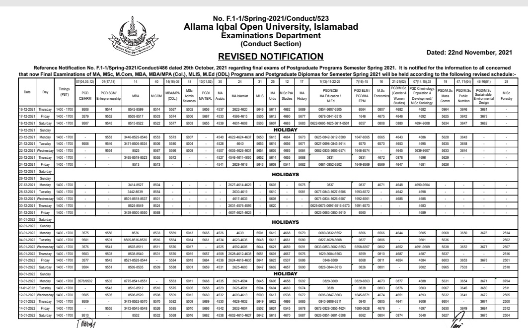 AIOU_Help's tweet photo. Spring 21 Post graduate phase III exam: Revised date sheet. See AIOU web.
#OnlineExam #AIOU_Help #aiou #aiouresults https://t.co/Yk0SY9gt1x