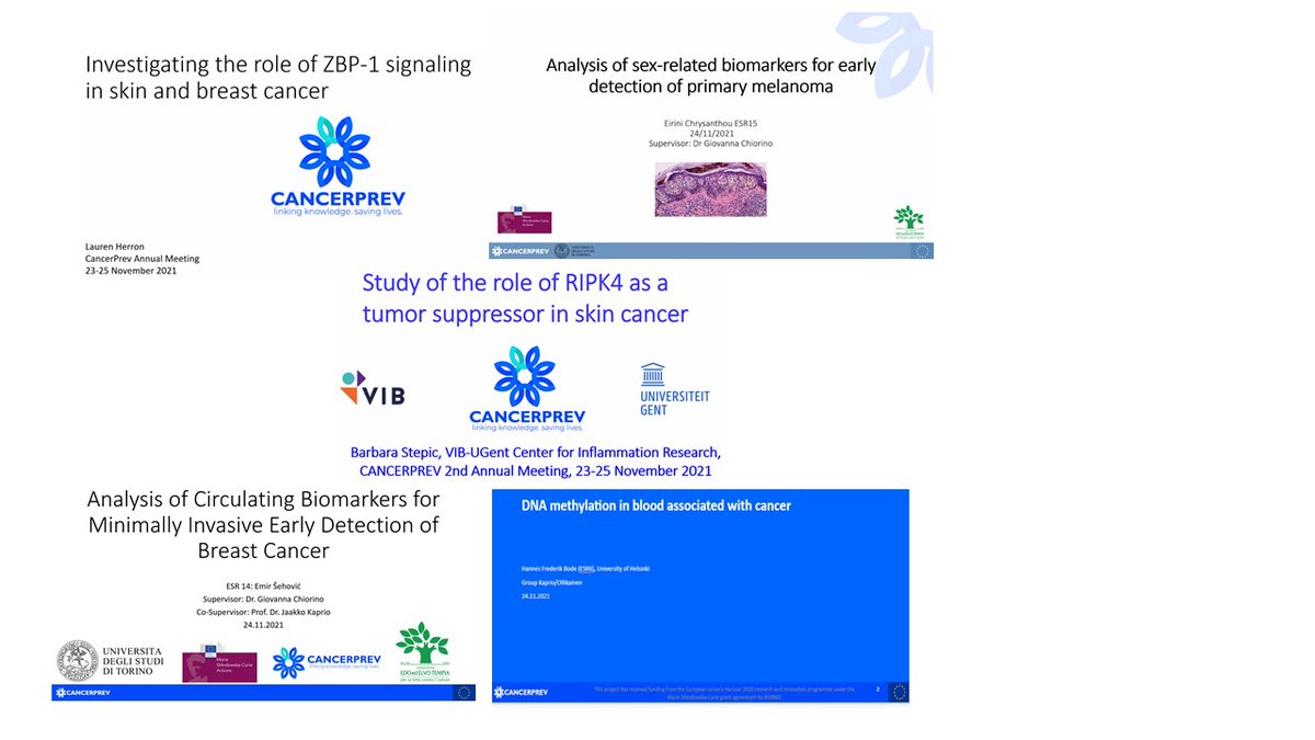 CANCERPREV (@cancerprev1) on Twitter photo Fantastic talks by ESRs on the 2nd day of <a href="/CANCERPREV1/">CANCERPREV</a> meeting  @Barbara17572294 Lauren Herron, Hannes Bode, Emir Šehović & Eirini Chrysanthou #NorTwinCan #DNAmethylation #RIPK4 #ZBP1 #miRNAs #biomarkers #melanoma <a href="/JKaprio/">John Kaprio</a> <a href="/emmyverschuren/">Emmy Verschuren</a> <a href="/unito/">Università di Torino</a> <a href="/ugent/">UGent</a> <a href="/helsinkiuni/">University of Helsinki</a> <a href="/MSCActions/">Marie Skłodowska-Curie Actions</a> Fantastic talks by ESRs on the 2nd day of <a href="/CANCERPREV1/">CANCERPREV</a> meeting  @Barbara17572294 Lauren Herron, Hannes Bode, Emir Šehović & Eirini Chrysanthou #NorTwinCan #DNAmethylation #RIPK4 #ZBP1 #miRNAs #biomarkers #melanoma <a href="/JKaprio/">John Kaprio</a> <a href="/emmyverschuren/">Emmy Verschuren</a> <a href="/unito/">Università di Torino</a> <a href="/ugent/">UGent</a> <a href="/helsinkiuni/">University of Helsinki</a> <a href="/MSCActions/">Marie Skłodowska-Curie Actions</a>
