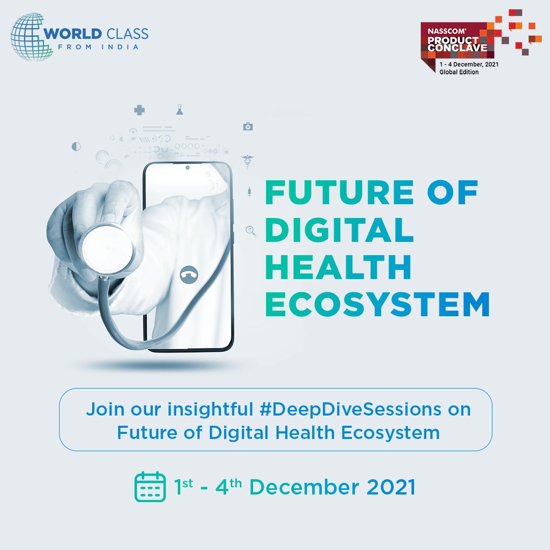 nasscomdeeptech's tweet photo. Join us at the forthcoming 18th edition of #NPC2021 for our #DeepDiveSession on the 'Future of Digital #Health Ecosystem' to discuss the possibilities and opportunities of building '#WorldClassfromIndia'.

Register now: https://t.co/EE7fePZUMM

#HealthTech #IndiaProductified https://t.co/DnKetYqaSH
