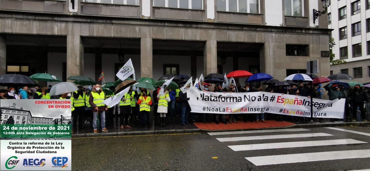 CSIFAsturias's tweet photo. Concentración en #Oviedo contra la reforma de la Ley Orgánica de Protección de la Seguridad Ciudadana. #CSIF en apoyo de la policía. https://t.co/B0iEosxCHf