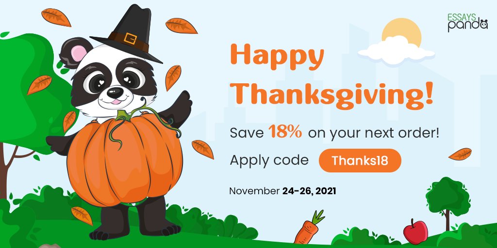 essays_panda's tweet photo. In the good tradition, we prepared discounts for you on this holiday🌽 Happy Thanksgiving Day 🙏, friends!
https://t.co/zYf3Cfxz59 https://t.co/69IW3dIrSO