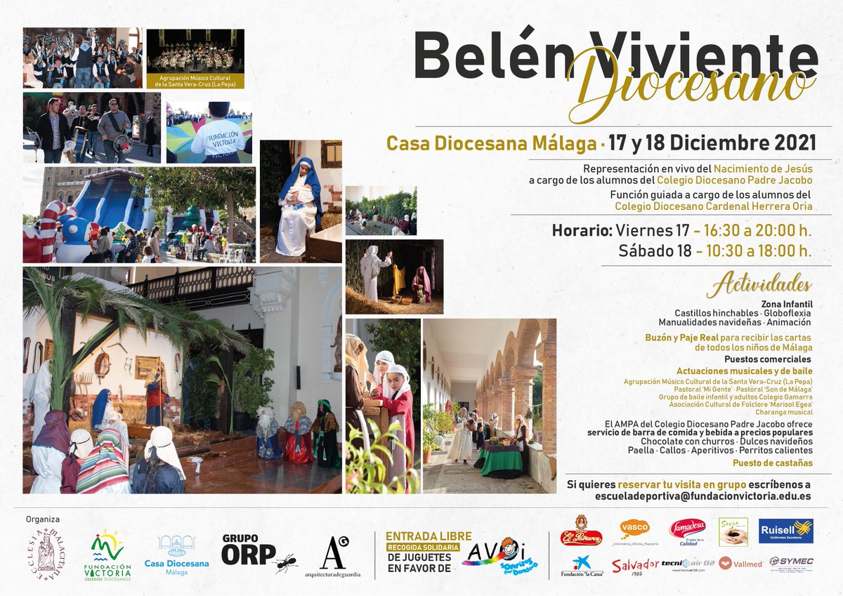 Málaga vuelve a vivir su Belén Viviente Diocesano.

📆 17 y 18 de diciembre
📍Casa Diocesana Málaga
ℹ️ Conoce el programa de actividades en nuestra web: fvictoria.es/belendiocesano…

#ColegiosDiocesanos #CaminamosJuntos