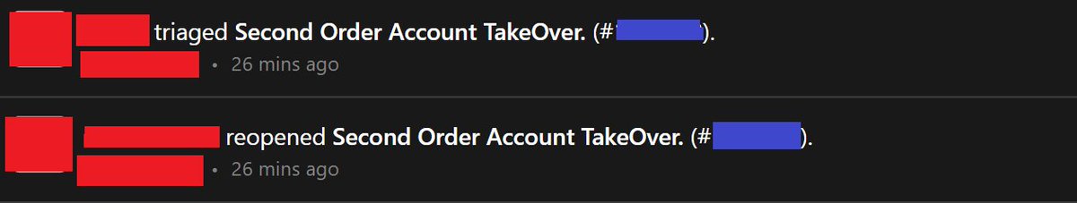 ( chained "blocked user + Region based Authentication + Pass Reset Flaw to SECOND ORDER ATO")

And Triager thought 
"Attacker would need access to victim's gmail account
to perform Second Order Account Takeover." haha

Closed N/A
Reopened
Critical 10

writeup coming Inshallah