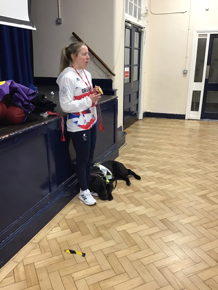 Mosspits_PE's tweet photo. WOW!! What an amazing morning we have had in Mosspits today. A past pupil Lora came in to share her Paralympic experiences with us. We have left feeling inspired and motivated ⭐️She brought her GOLD and SILVER medals from Tokyo and of course her guide dog Tai who we all love ❤️ https://t.co/udg9sARB5F