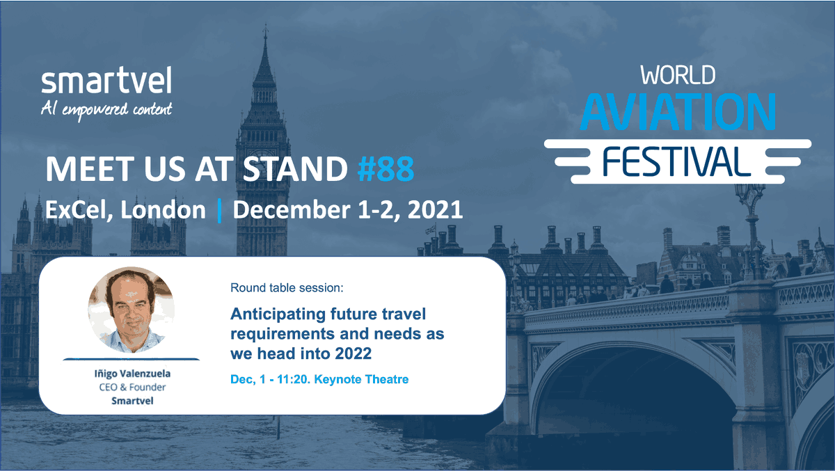 gosmartvel's tweet photo. ✈️Only one week left for the one of the most important in-person aviation shows of the year, the World Aviation Festival 2021! Stop by our stand #88 to meet our Sales team and learn more about our #travel #requirements and #destinationcontent solutions. https://t.co/OeRmTCLXwC