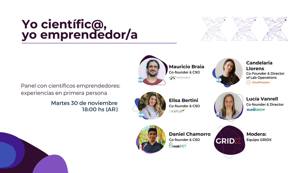 Juntamos 5 científicas/os que están emprendiendo con cofundadores de negocio desde LATAM. 
Puedo dejar entrar algunos emprendedores/as con interés en venir a GRIDX a crear una startup disruptiva con inversión de venture capital.
Registrate (virtual): …dexponential-1.hubspotpagebuilder.com/20211130