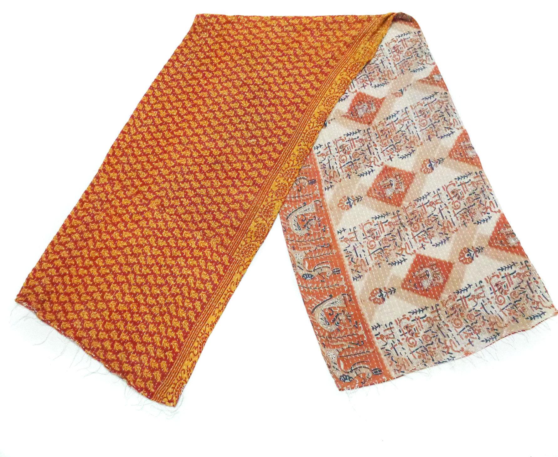 Indian Cotton Kantha Fashion Scarf Reversible Bohemian Handmade Head Band SJ90