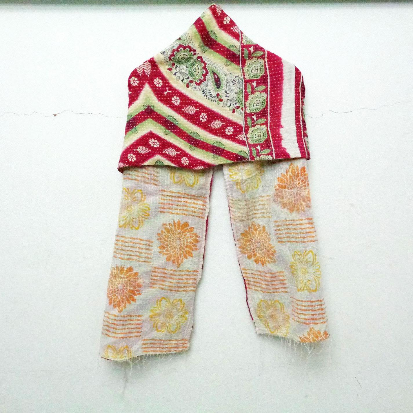 Vintage Cotton Hand Quilted Kantha Work Stoles Reversible Scarves Scarf Stole SJ95