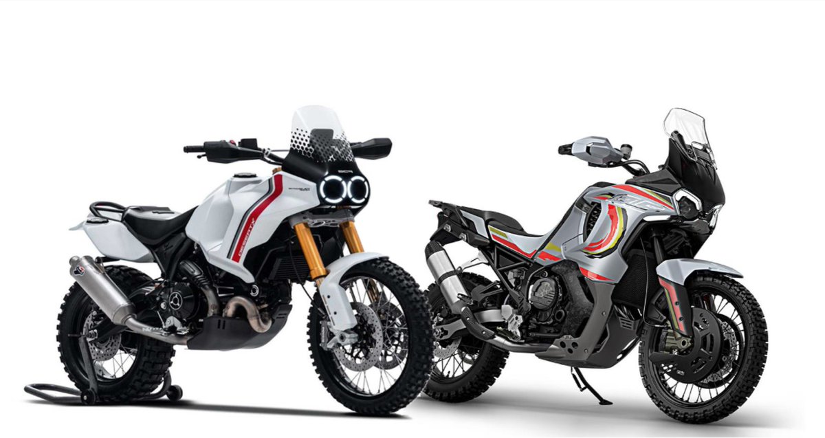 ArnoJaspers's tweet image. That @DucatiMotor  DesertX looks mighty surprised to see a @mvagustamotor  sibling...

#pissingcontest