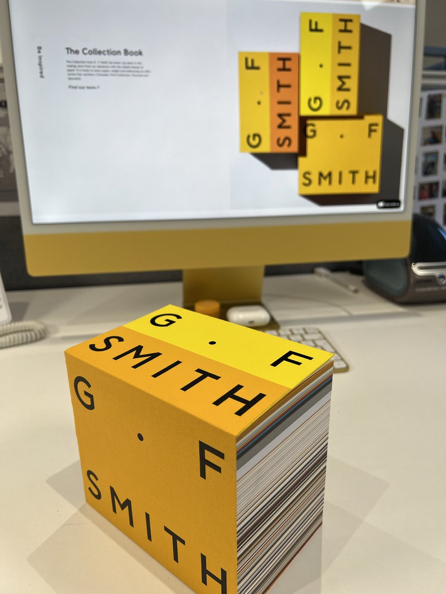 DesignArmstrong's tweet image. New @GFSmithpapers Collection Book has arrived &amp;amp; it matches the iMac ... great minds &amp;amp; all that #lifeindesign #gfsmith #print #design #yellow