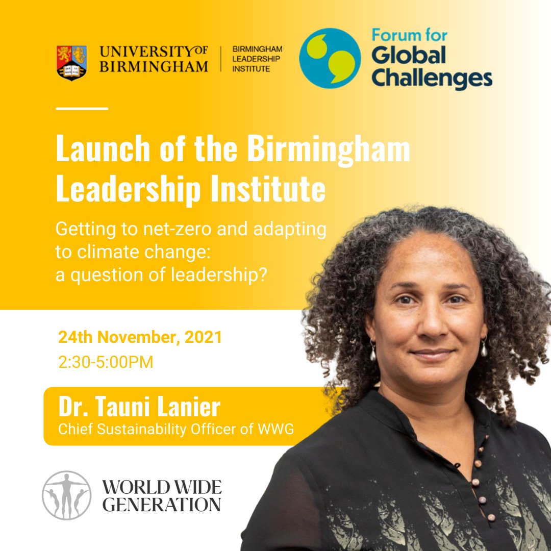 Today, Our Chief Sustainability Officer <a href="/TauniLanier/">Dr Tauni Lanier</a> will speak at the launch of the Birmingham Leadership Institute (BLI).

Register here: lnkd.in/dz5pdkjV

#BirminghamNetworking #leadership #universityofbirmingham #climatechange #sustainability #birmingham #climateaction