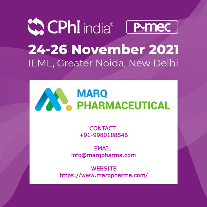 MarqPharma's tweet photo. Meet us @ #CPHI #PMECH #Pharmaceutical  #exhibition2021 #marqpharma #India Delhi NCR 
#pharma #healthcare #lifescience #cphiindia  #cphi2021 @CPhIWW @cphionline @CPhI_Conference @MarqPharma @drrajendrapatel https://t.co/oVrkvWdvME