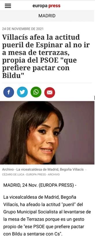 AlvaroRizos's tweet photo. 🔴Bildu llega a las terrazas de #Madrid

@begonavillacis, con estas declaraciones demuestras tu preocupación...

Tras 3 reuniones no hay mapa de zonas tensionadas, no sabemos qué aceptáis y qué no...

Retira la Ordenanza y trabájala de 0 con tod@s.

¿O sólo buscas titular y foto? https://t.co/IqeHHAZn9Y