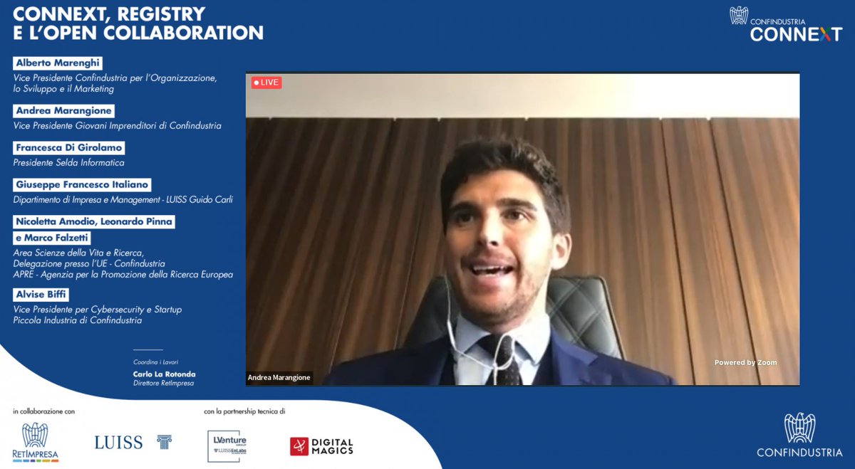 GIConfindustria's tweet photo. L’evoluzione tecnologica dell'industria passa anche dalla connessione di imprese, #startup, player digitali, mondo accademico. In questo Confindustria e le #startup possono creare sinergie virtuose e strategiche - VP Marangione all'evento #Connext, registry e open collaboration https://t.co/oN9eXgYGrS