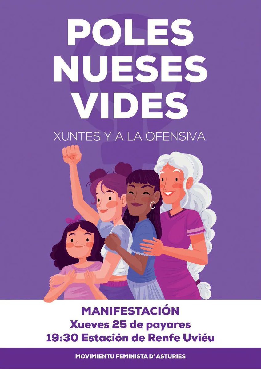Asturies8M's tweet photo. Nos vemos mañana a las 19,30h en Oviedo y a las 12h en los Ayuntamientos para exigir libertad y seguridad para las mujeres y niñas frente al machismo, el terrorismo sexual y la violencia de género. Ni una violación más, ni una mujer menos #25N #MachismoMata #YoSiTeCreo https://t.co/oV5y6ZiEUh