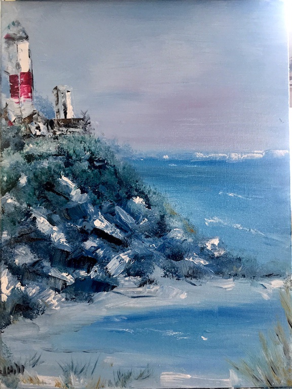 Feeling a sparkling chill in the air at the Montauk lighthouse. Oil on canvas. laurahillart.blogspot.com/2020/11/montau… #montauklighthouse @MHS_montauk @danspapers #eastend #art #BlackFriday