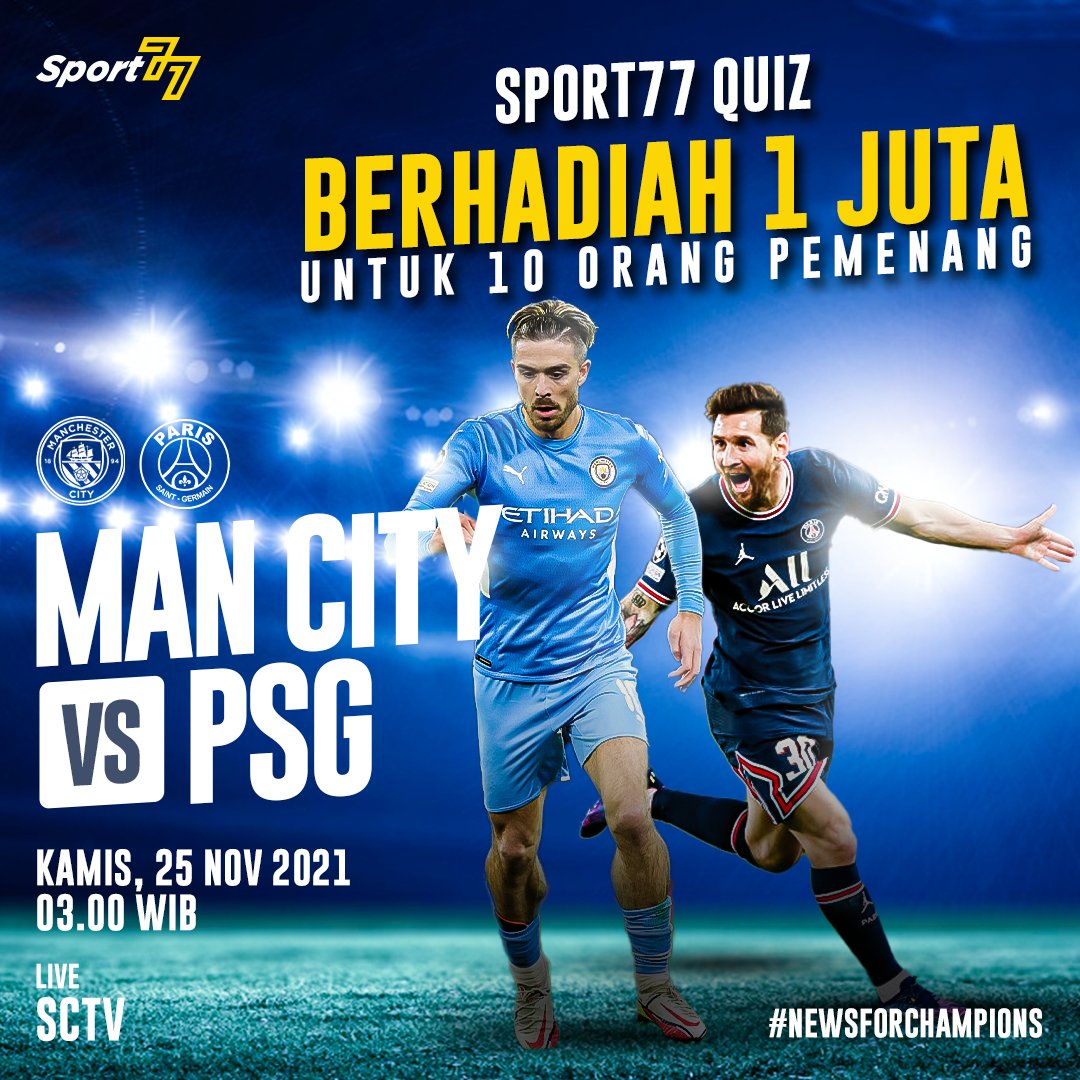 Sport77 Official (@sport77official) on Twitter photo 🚨QUIZ ALERT🚨
TEBAK PENCETAK GOL PERTAMA!
PERSYARATAN KUIS :
- Wajib follow dan retweet <a href="/Sport77Official/">Sport77 Official</a>
- Tebak pemain dan gunakan hashtag #NewsForChampions
Contoh : De Bruyne #NewsForChampions
- Kuis ditutup saat kick off berlangsung
Hadiah untuk 10 Pemenang, Goodluck!👀 🚨QUIZ ALERT🚨
TEBAK PENCETAK GOL PERTAMA!
PERSYARATAN KUIS :
- Wajib follow dan retweet <a href="/Sport77Official/">Sport77 Official</a>
- Tebak pemain dan gunakan hashtag #NewsForChampions
Contoh : De Bruyne #NewsForChampions
- Kuis ditutup saat kick off berlangsung
Hadiah untuk 10 Pemenang, Goodluck!👀