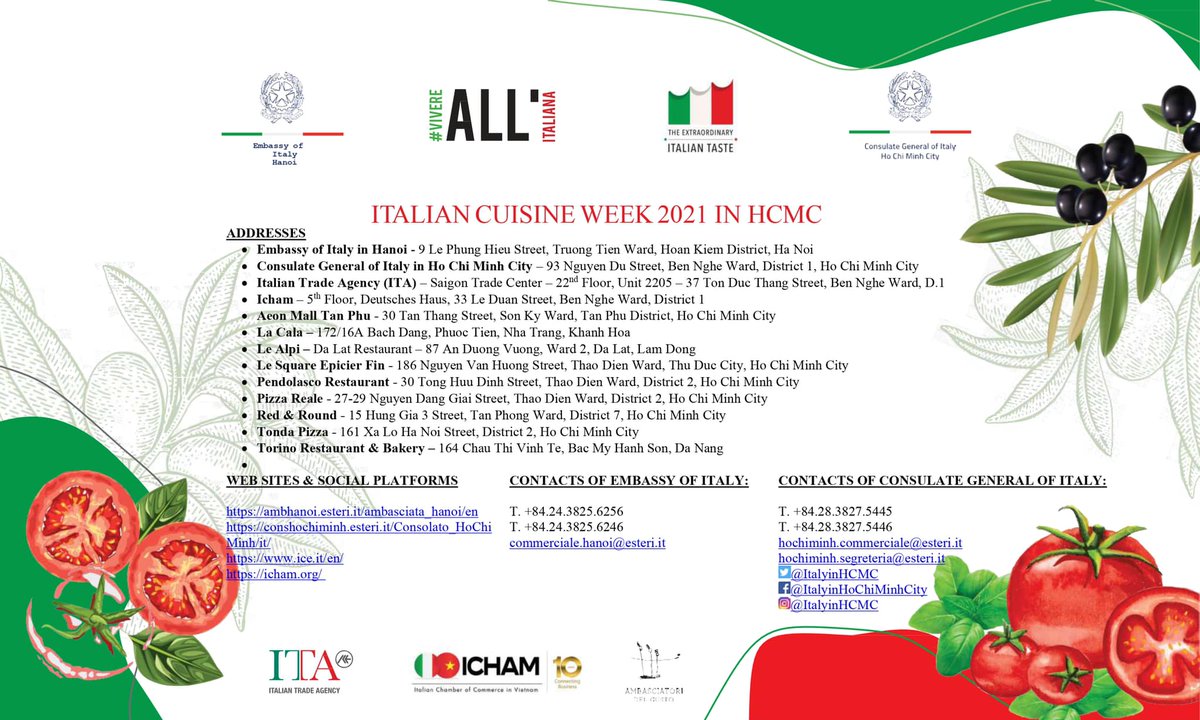 IchamV's tweet photo. Let's immerse ourselves in the world of Italian cuisine through the various activities of the Italian Culinary Week taking place around the world.

#icham #italiancuisine #specialmenu #italianfair https://t.co/UwqpAxZ3BF
